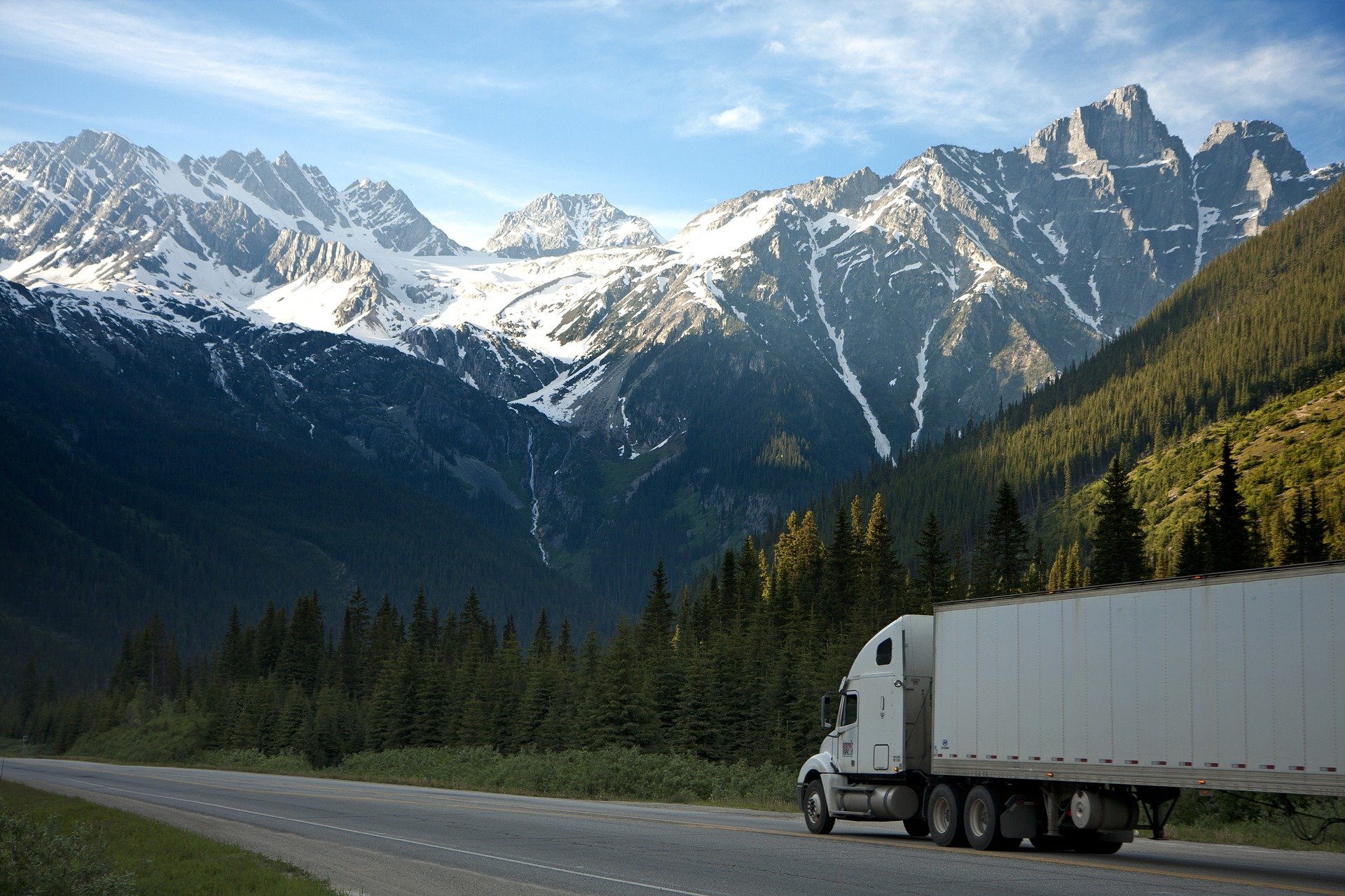 Truck against mountainscape