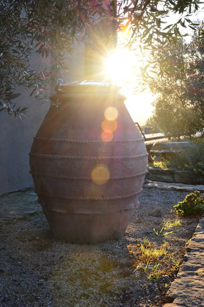 wine aging in terracotta amphora