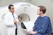 Client about to receive a ct scan