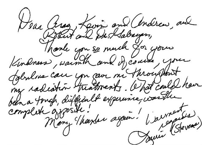 Thank you letter from patient