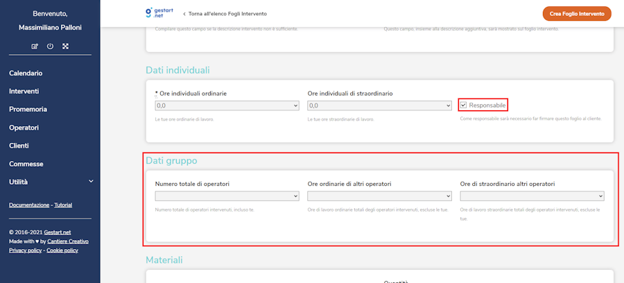 Le ore di lavoro cumulative sul foglio di lavoro di Gestart