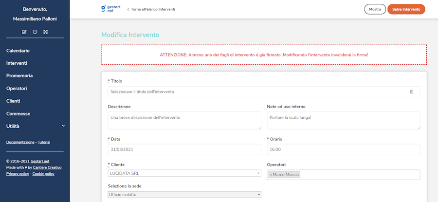 Secondo esempio di firma invalidata su Gestart