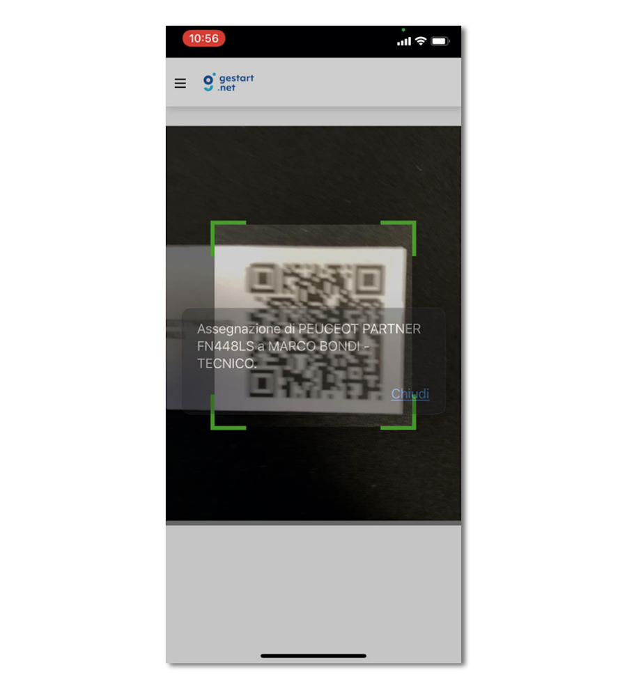 Il QR Code inquadrato direttamente da Gestart