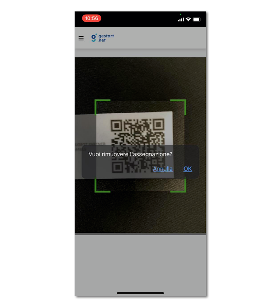 Rimozione dell'assegnazione dell'attrezzo con il QR Code Inquadrare il QR Code di nuovo permette di rimuovere l'assegnazione dell'attrezzo o del veicolo dall'anagrafica