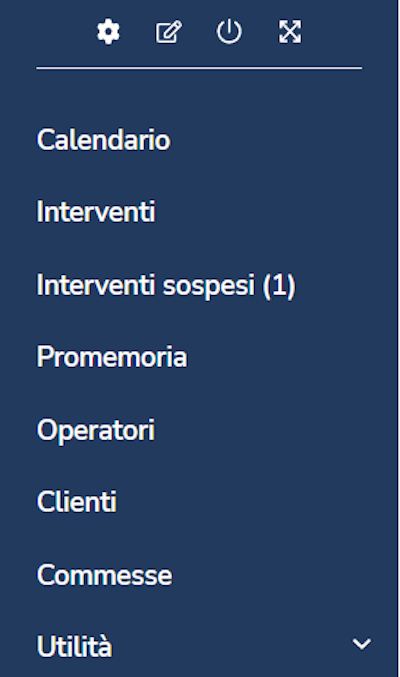 Barra laterale di Gestart App dove si vede la nuova voce degli interventi sospesi