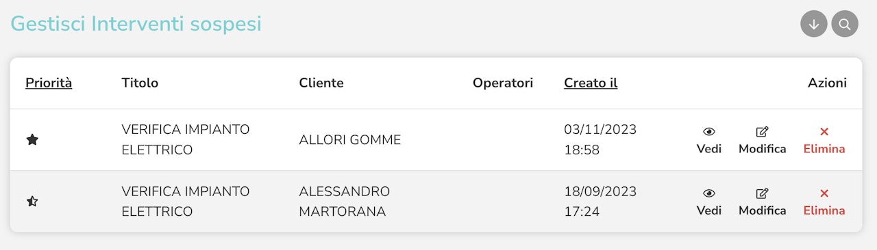 Gestione Interventi Sospesi