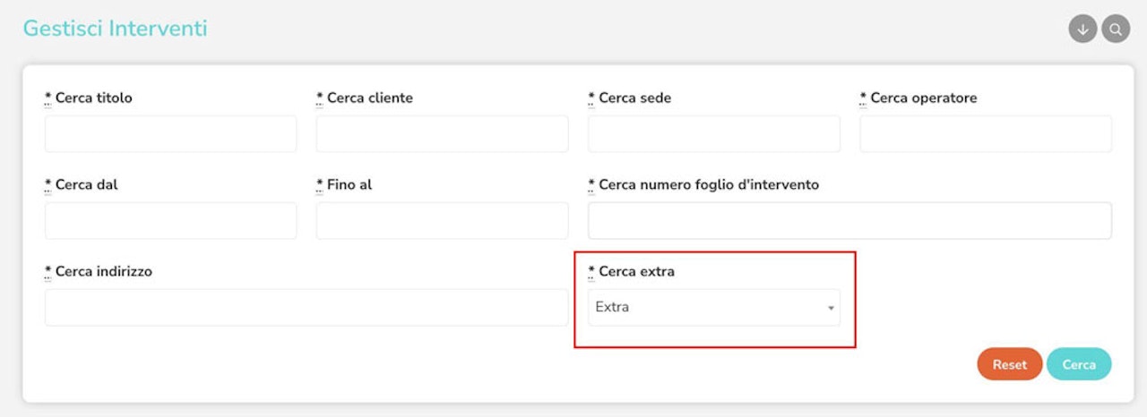 Filtro Intervento Extra