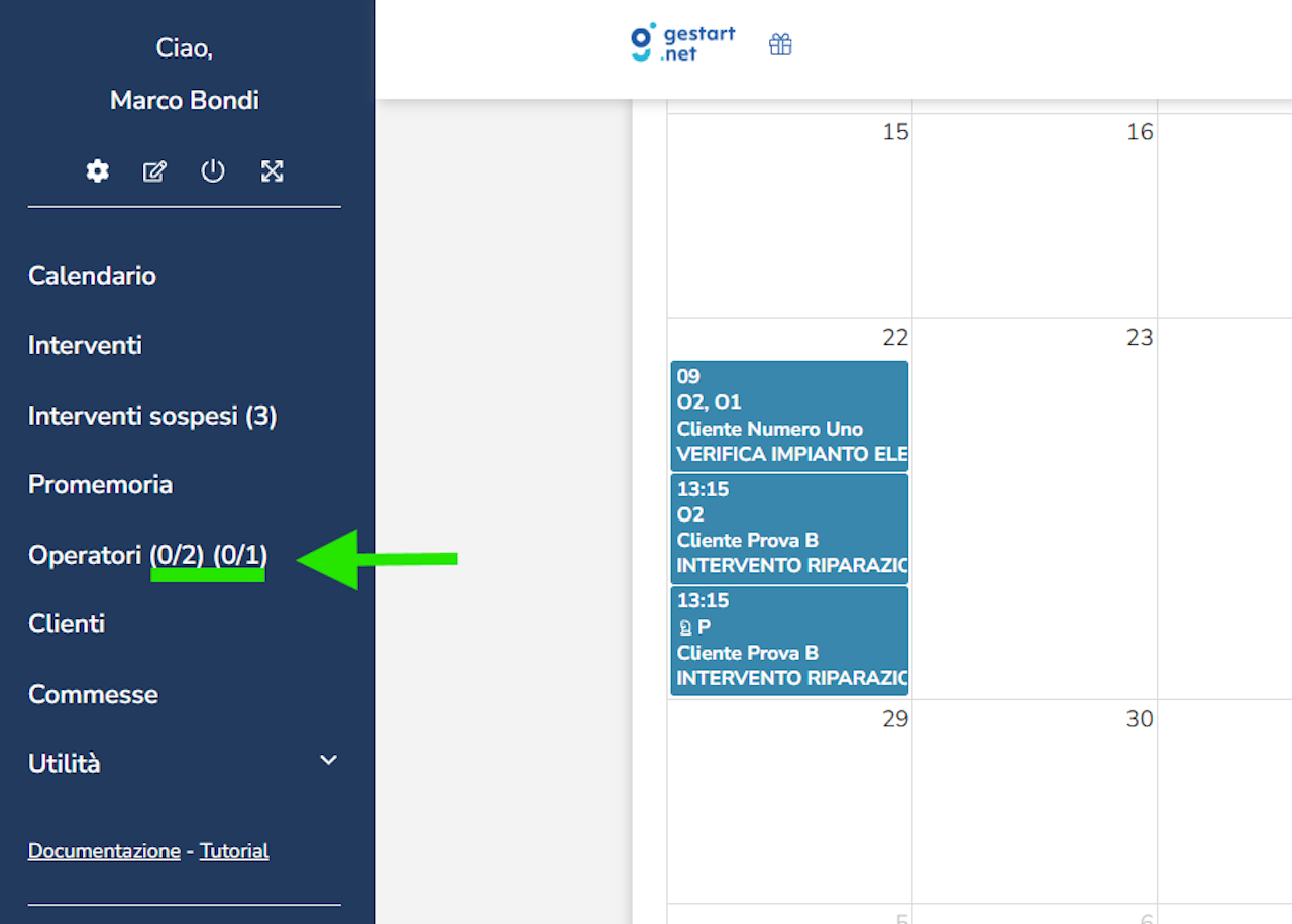 evidenzia i contatori nel menù