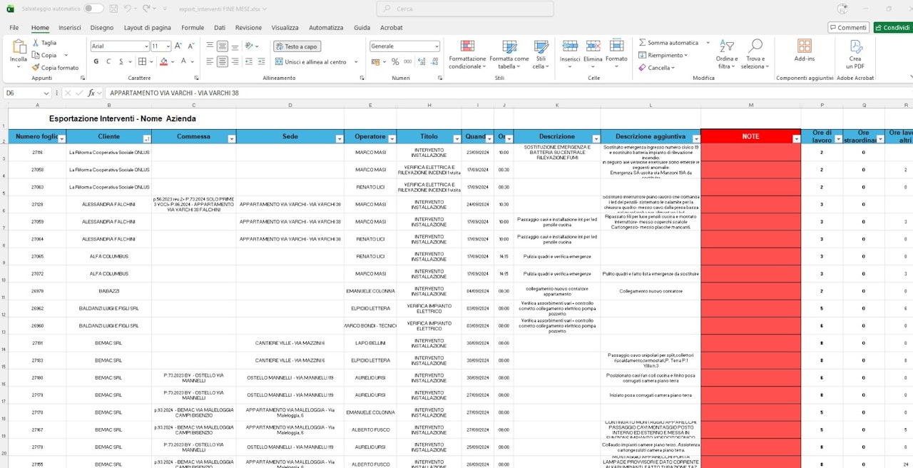 Aggiunta Colonna Note Export Interventi