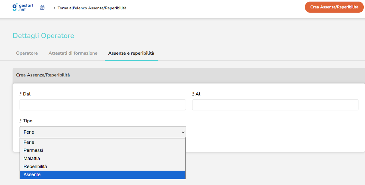 Privacy Assente a calendario