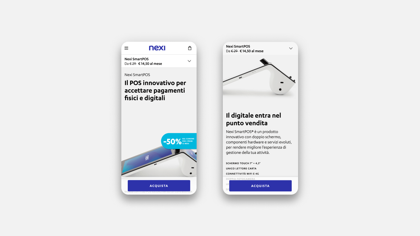 Nexi Shop on a mobile device