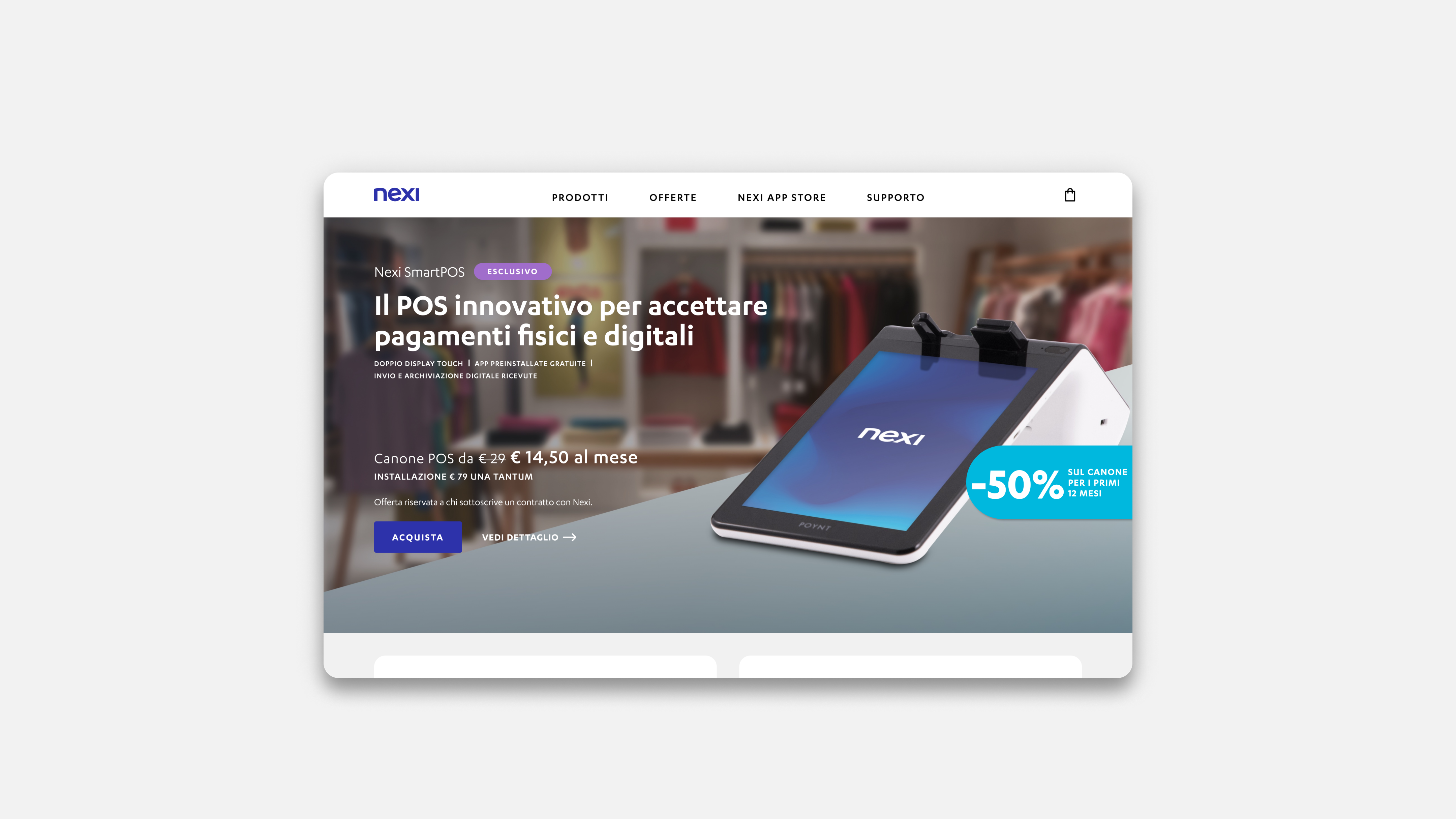 Nexi Shop's home page