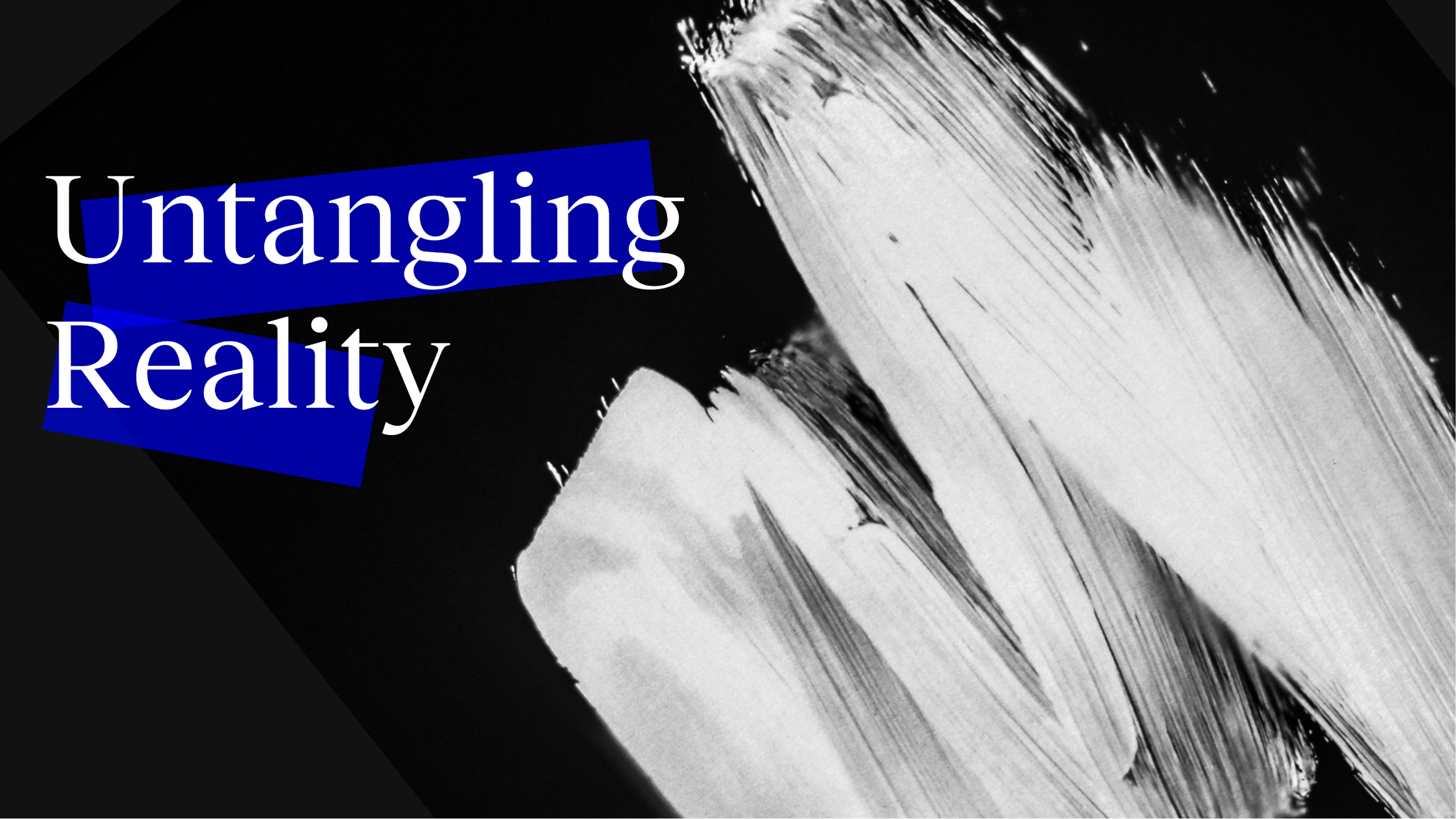 Abstarct image with text "Untangling Reality"