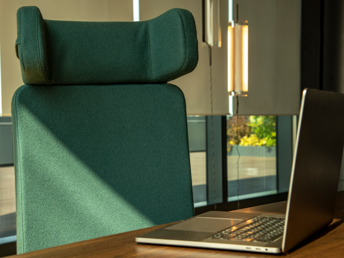 Close up of green Silente chair