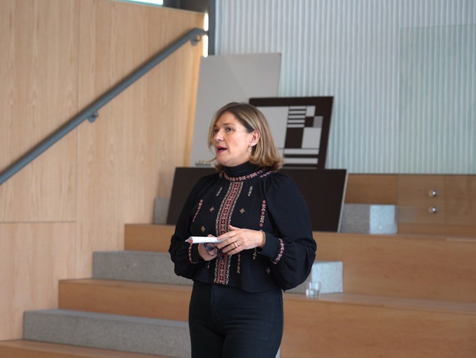 Close-up of Pepa Romero during her speech