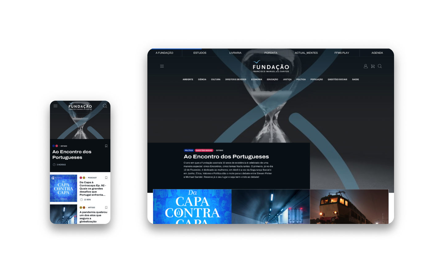 Screenshots of FFMS Website, desktop and mobile version