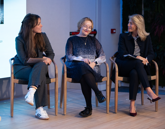 Elsa Fernández García, Global CMO McDonald’s, Macarena Estévez, Marketing Specialist, Advanced Analytics & CEO Círculo Analítico and Kika Samblás, Marketing Specialist & CEO of Scopen Consulting participating in the round table during the of Tangity Spain launch event