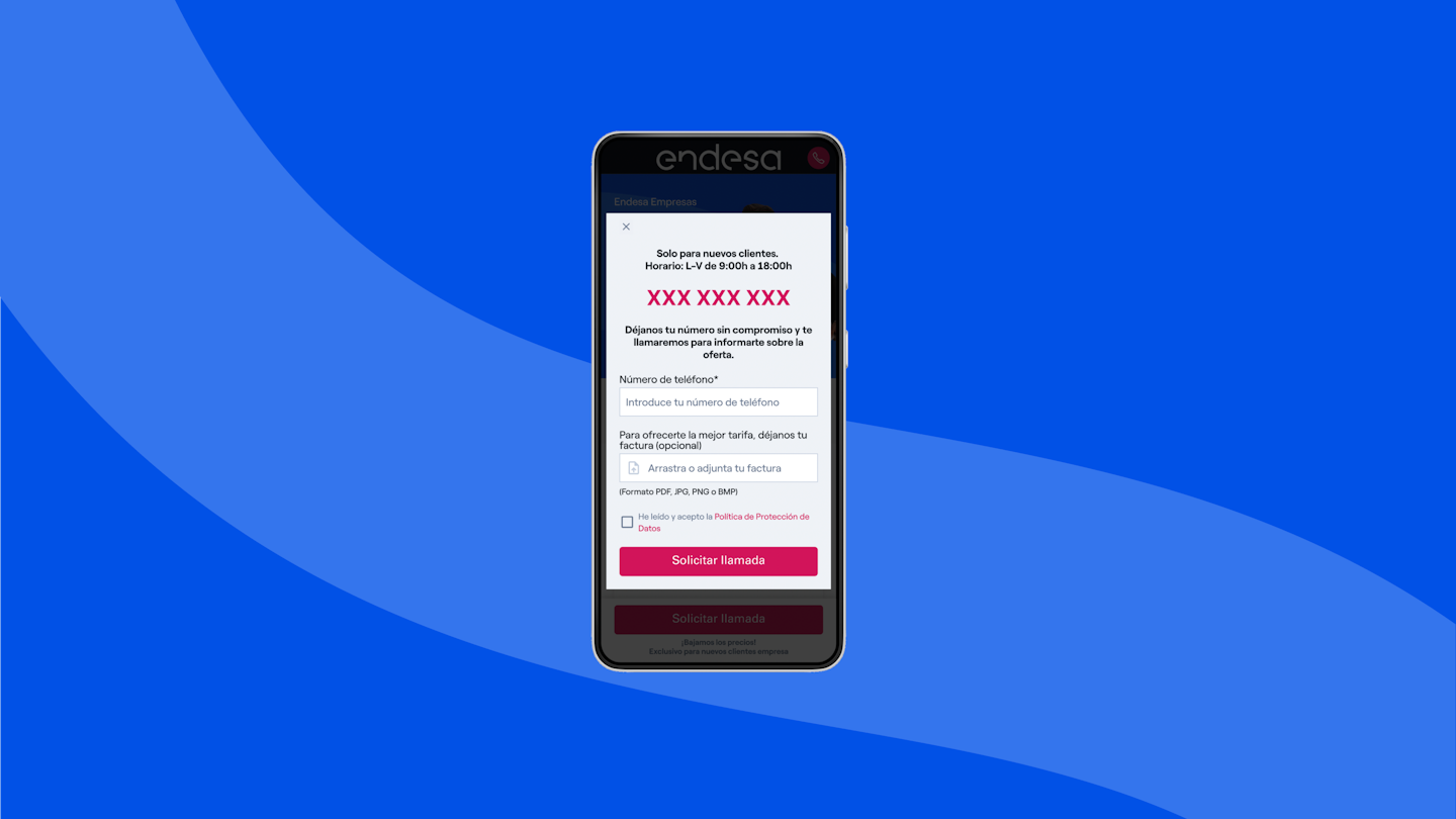 Endesa's lead acquisition form on a mobile device