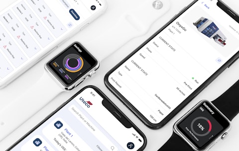 Uteco IoT Ecosystem mosaic with phones and smartwatches