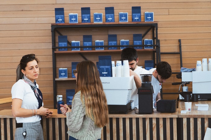The coffee station at the Tangity Offline Club.
