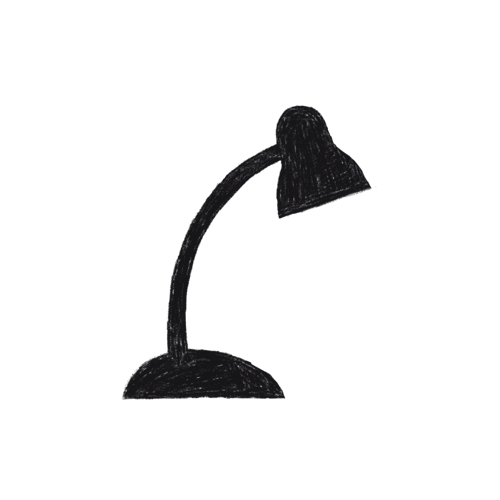 illustration of a desk lamp for "Seek the invisible"