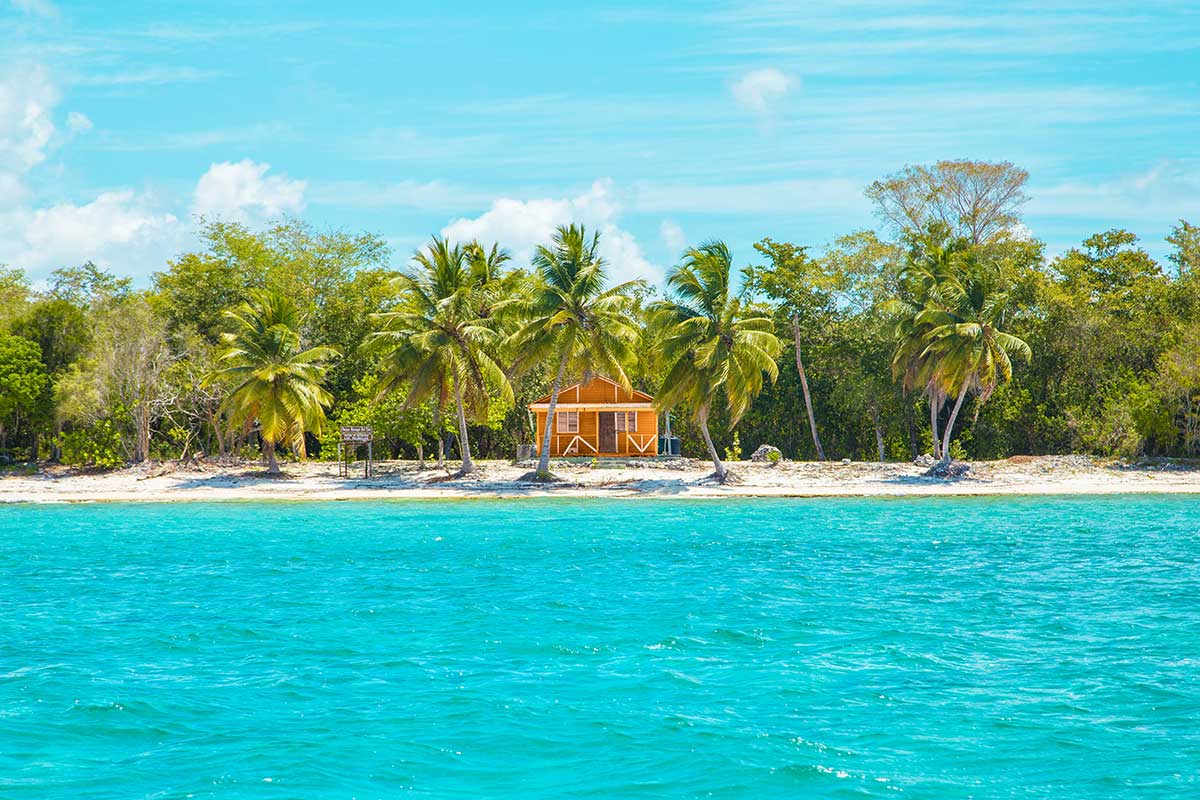 Wood shack on tropical beach
