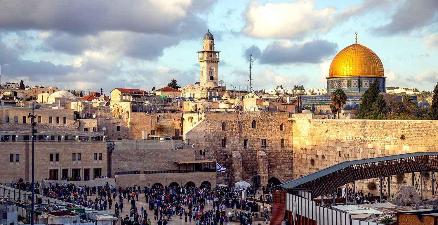 Crowded courtyard in Israel
