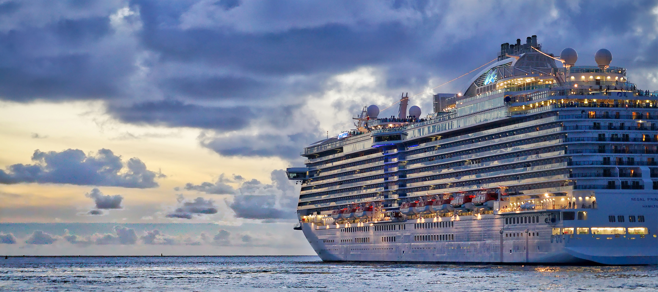 Side view of large cruise ship