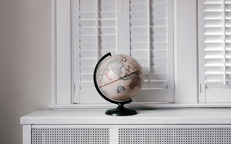 Globe sitting on a shelf
