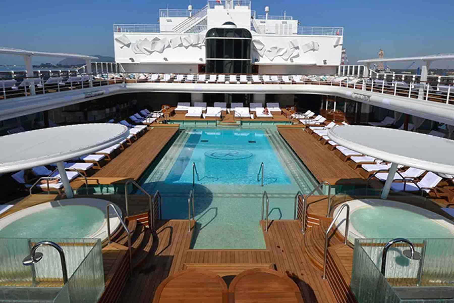 Top deck pool area on cruise ship