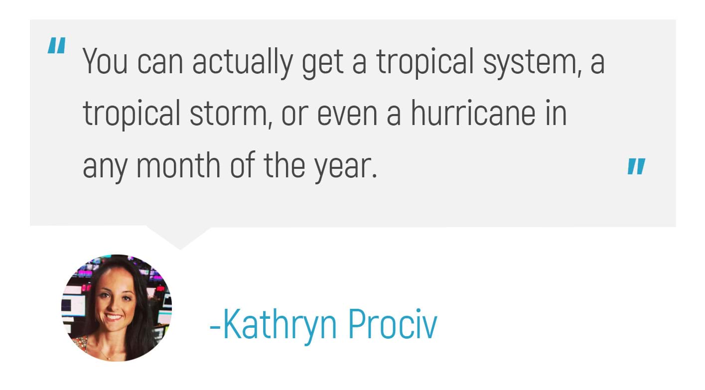 "You can actually get a tropical system, a tropical storm, or even a hurricane in any month of the year."