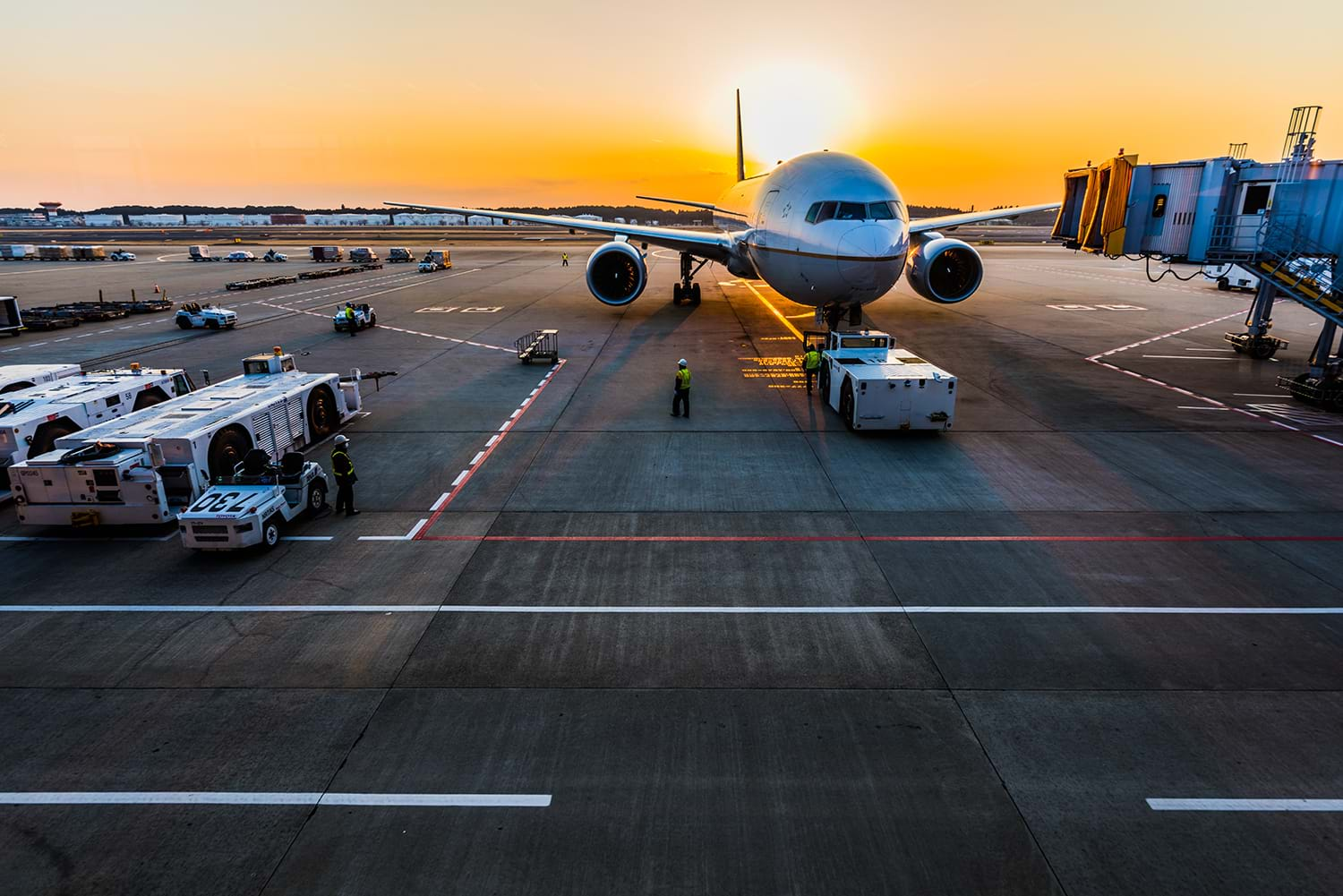 Plane parked at gate at airport