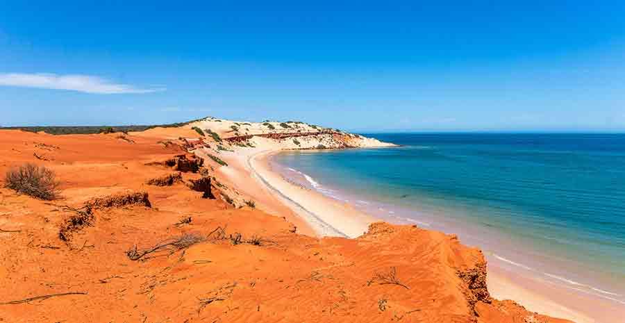 Red sandy beach in Australia