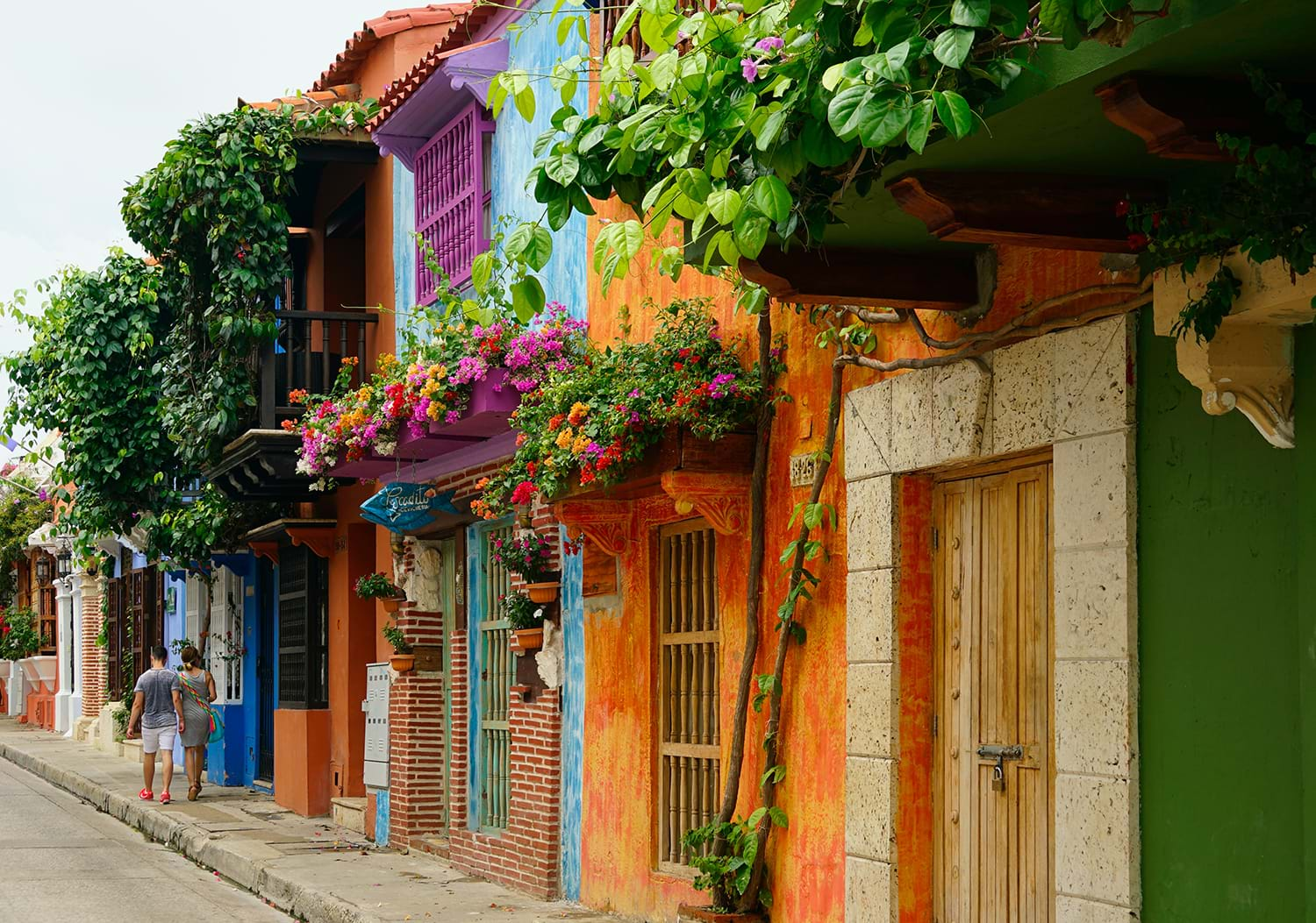 Street of brightly colored buildings