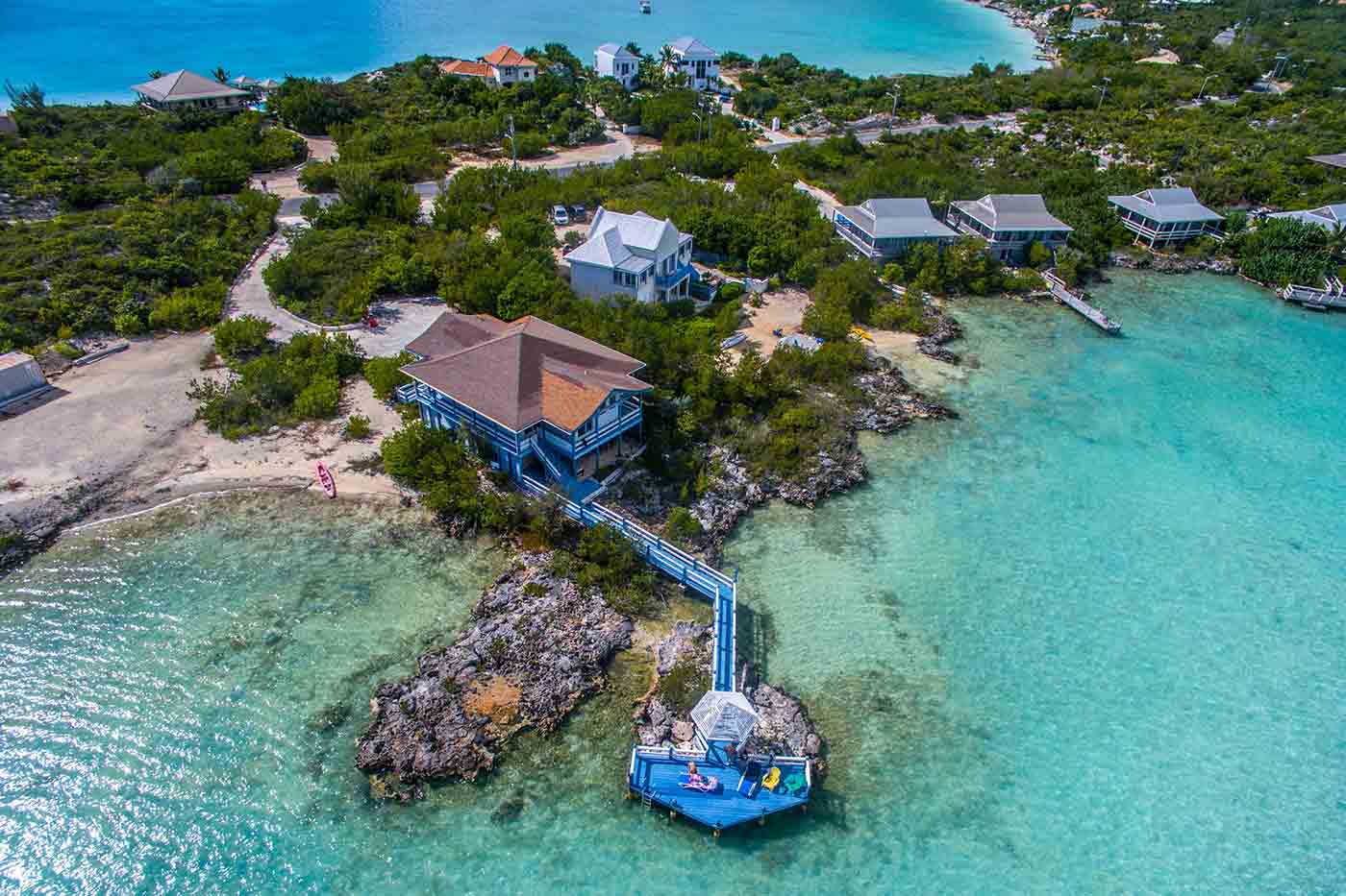Luxury beach houses on tropical islands