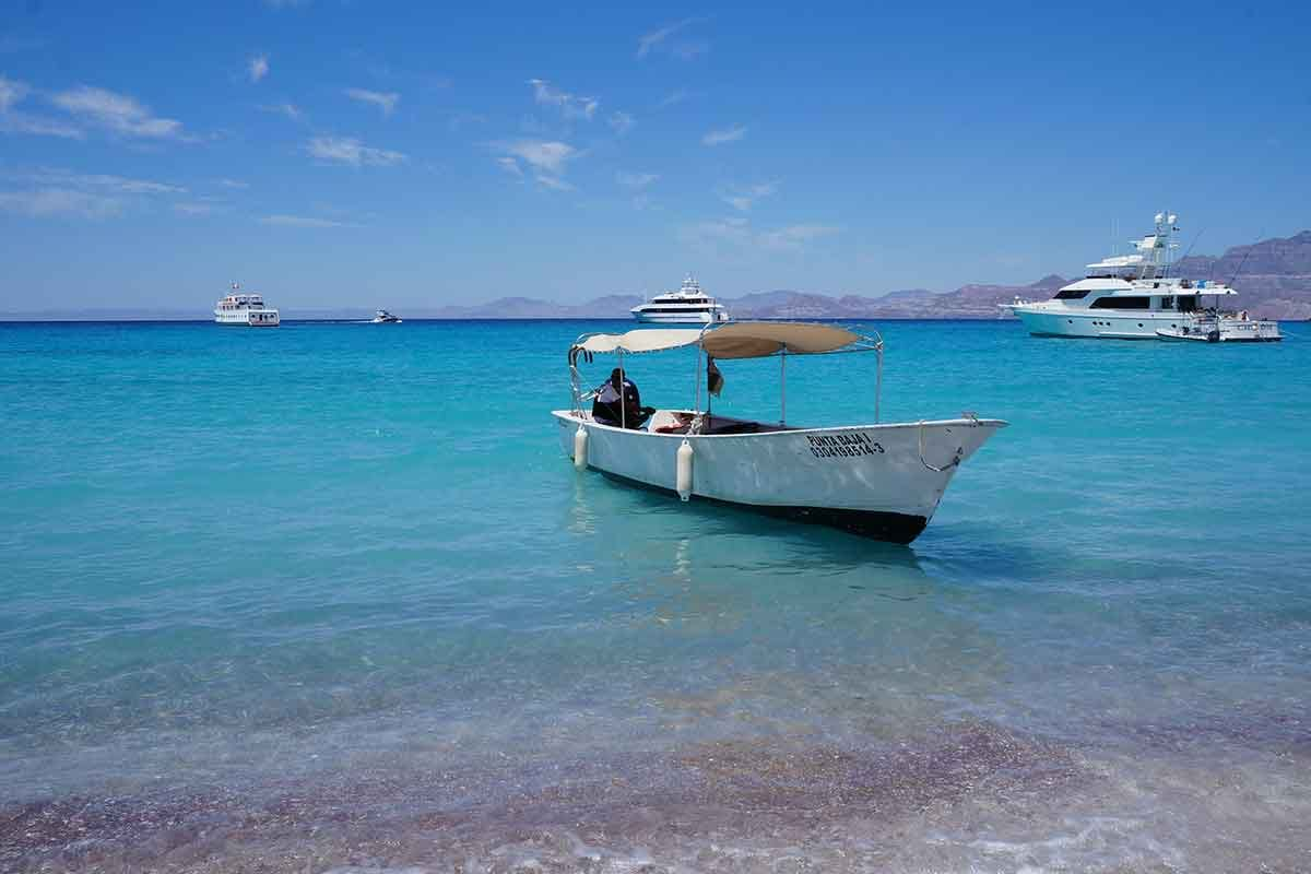 Photo of boat on beach in Isla San Francisco, Baja California Sur, Mexico