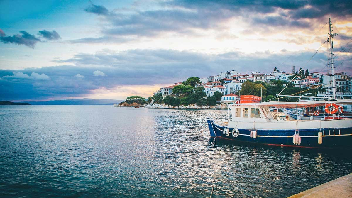 Small boats at quiet dock in Greece