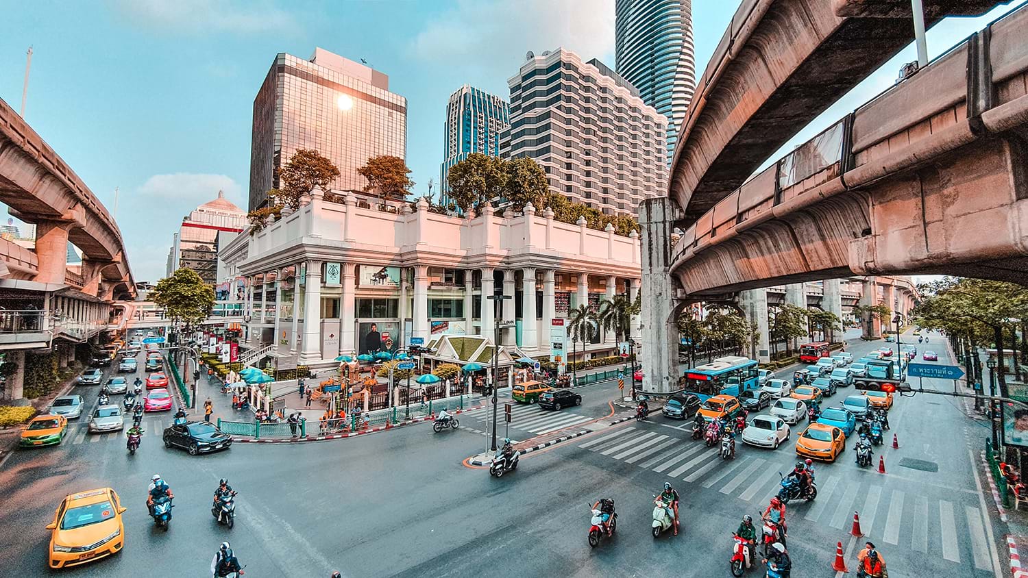 Busy city intersection