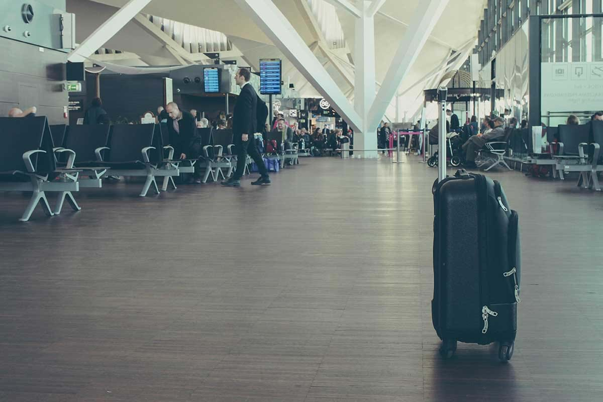 Lone suitcase in the middle of airport