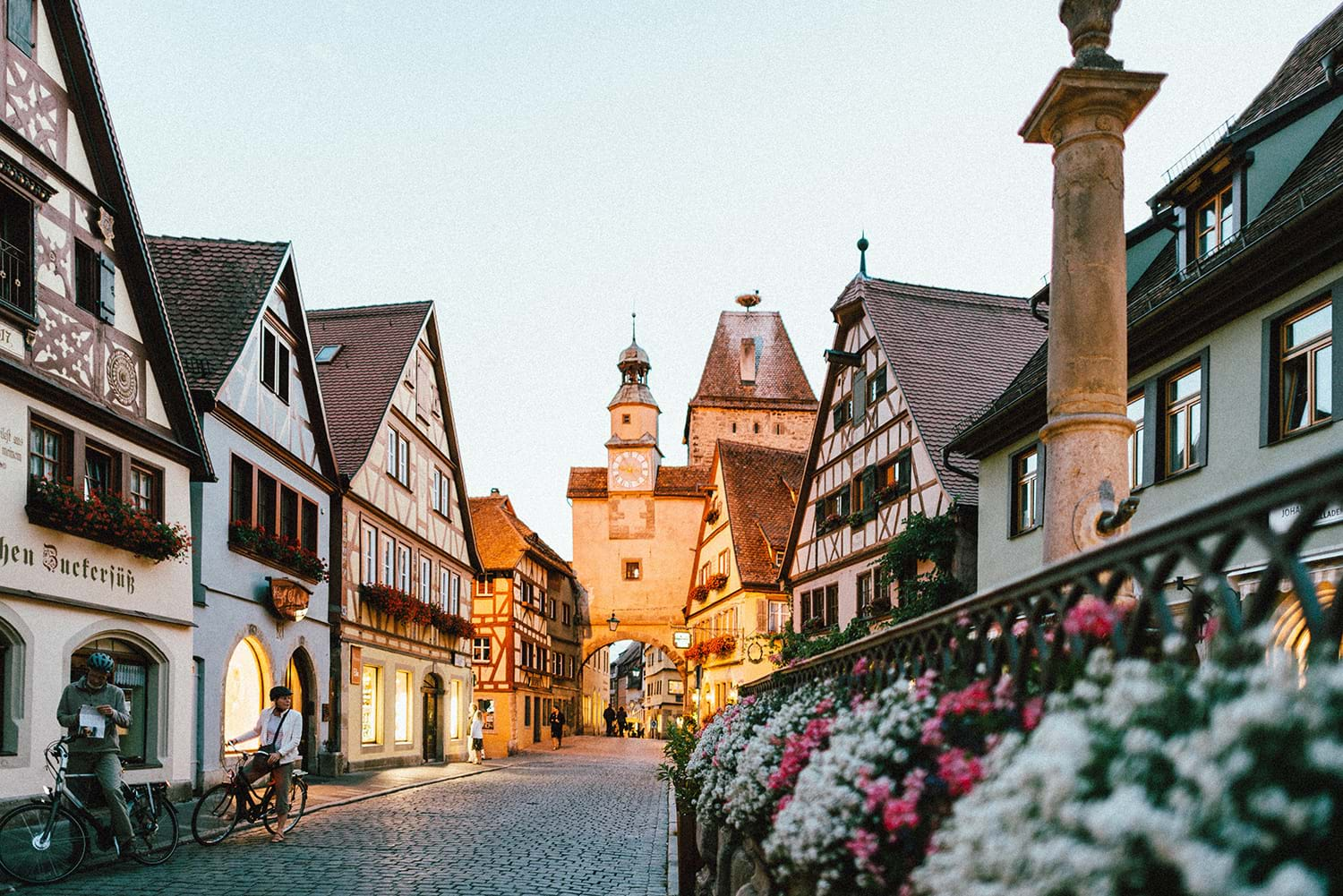 European village street with traditional architecture