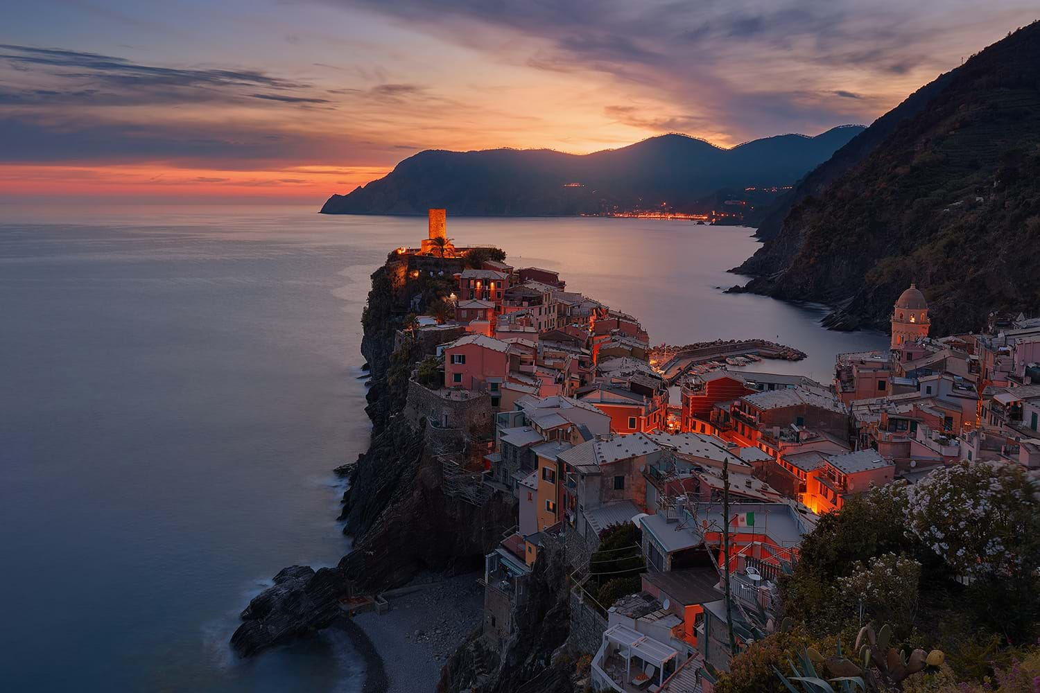 Village built onto coastal cliffs