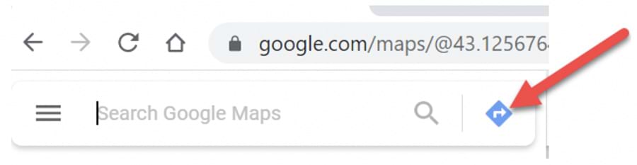 Google Maps direction button next to search bar