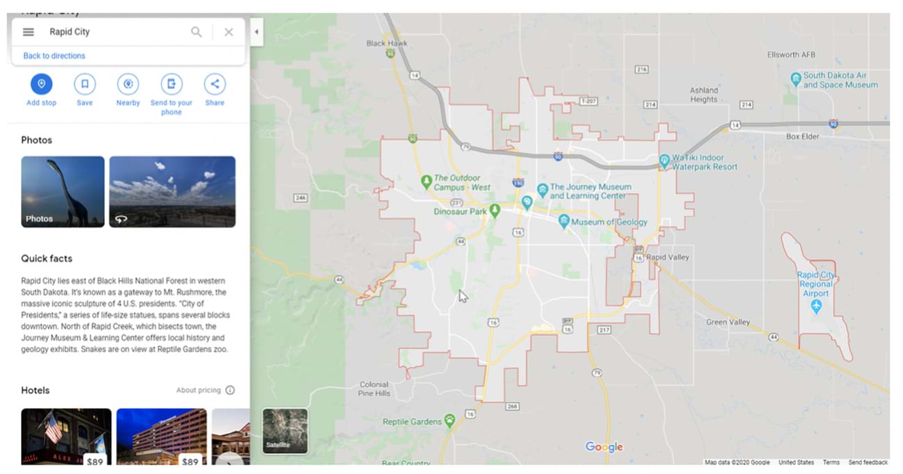 Google Maps map of Rapid City