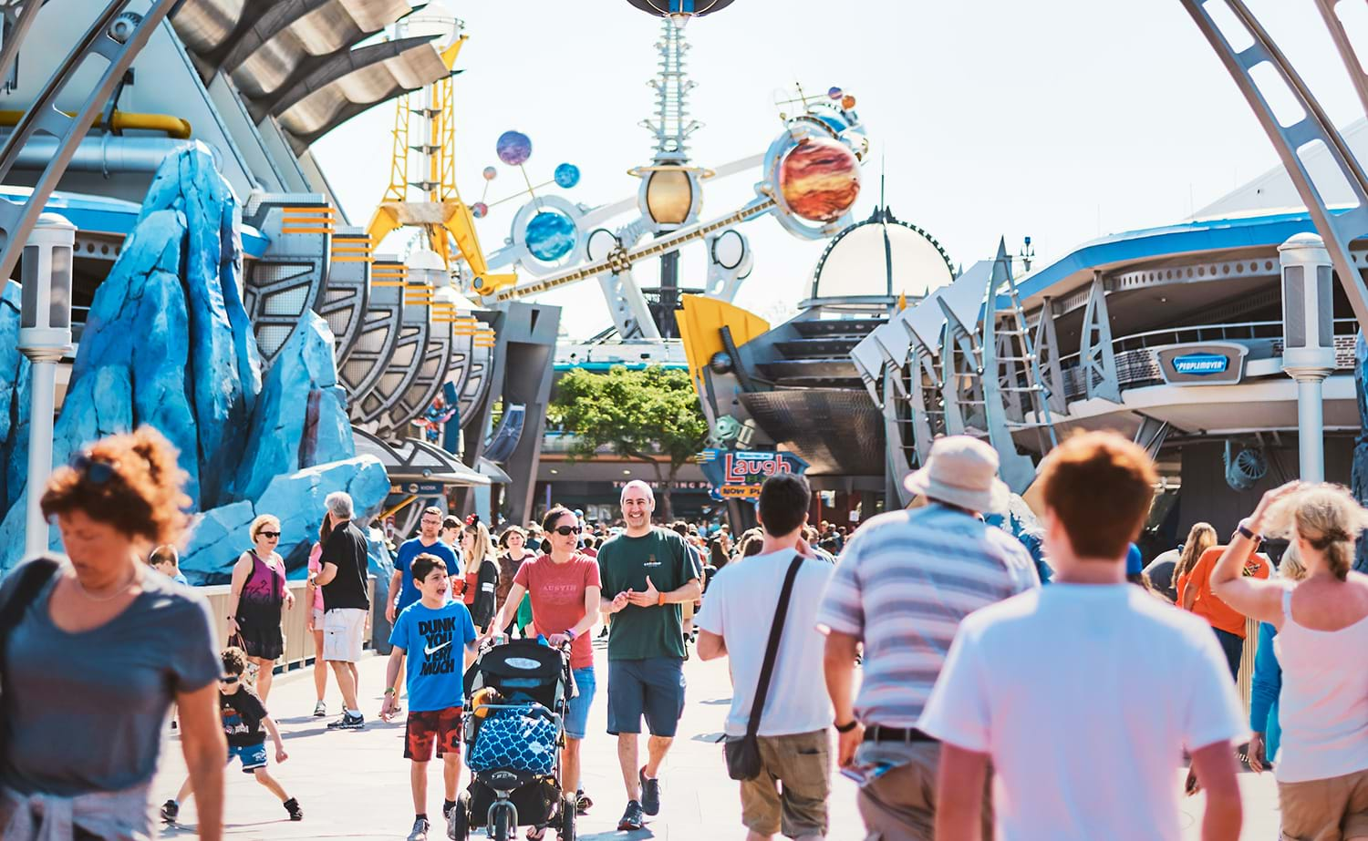 Crowds of park goers at Disney World