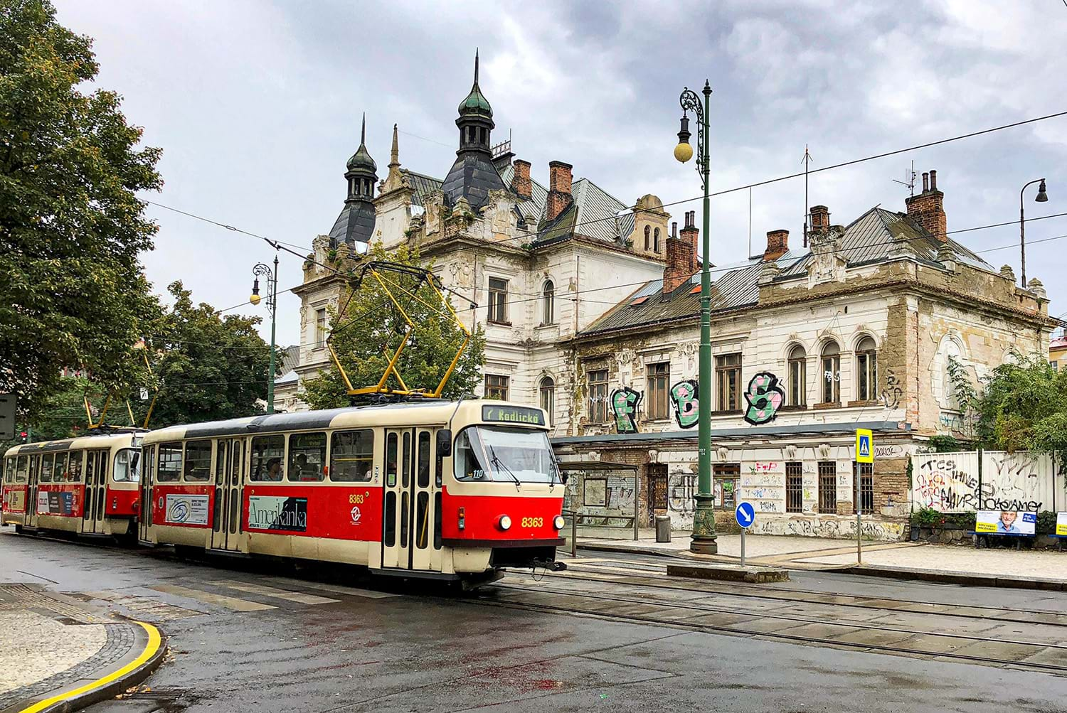 Old street car in Europe