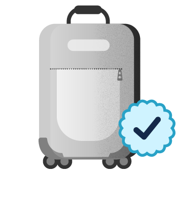 Suitcase check mark graphic