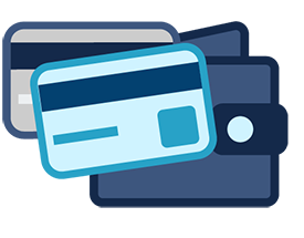 Credit cards and wallet graphic