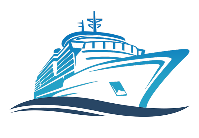Blue illustration of cruise ship