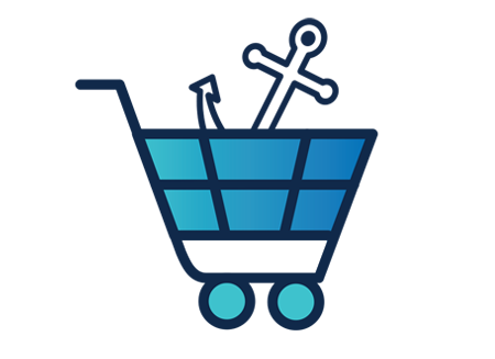 Shopping cart with ship anchor graphic