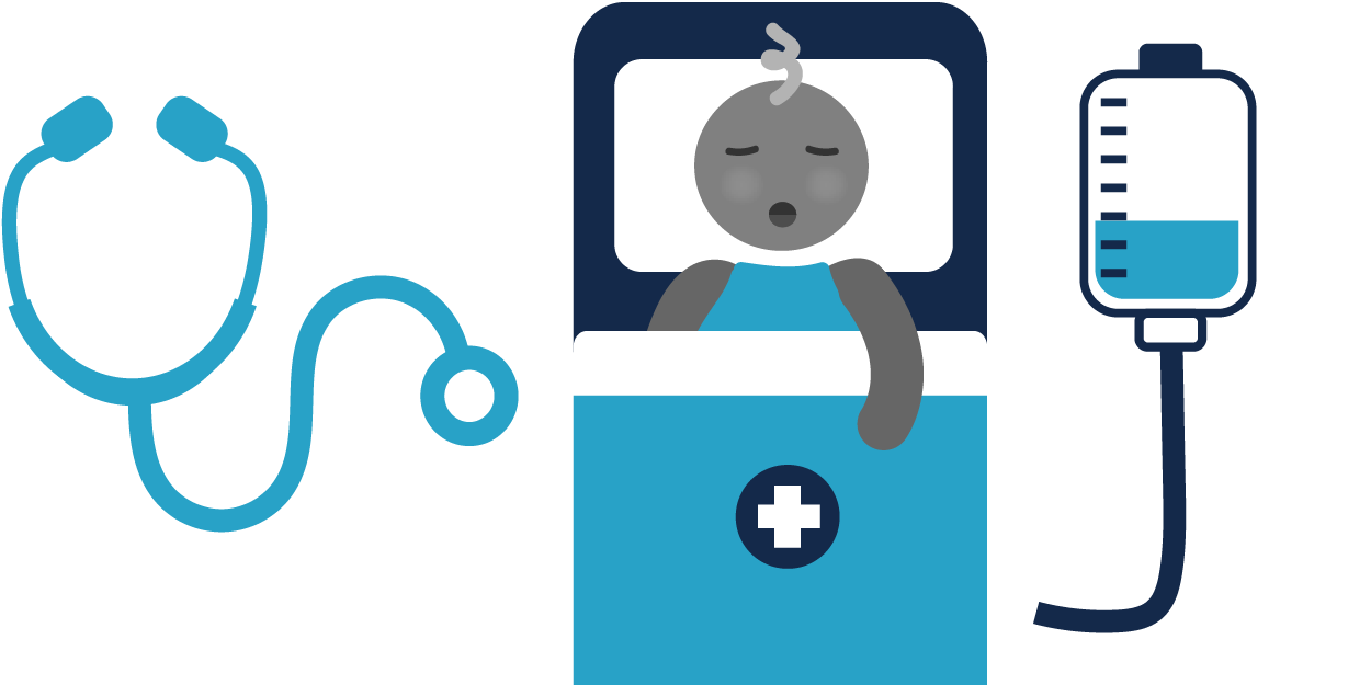 Child in hospital bed graphic